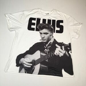Elvis Presley OXL White T-Shirt Graphic Tee Rock and Roll Music Fan